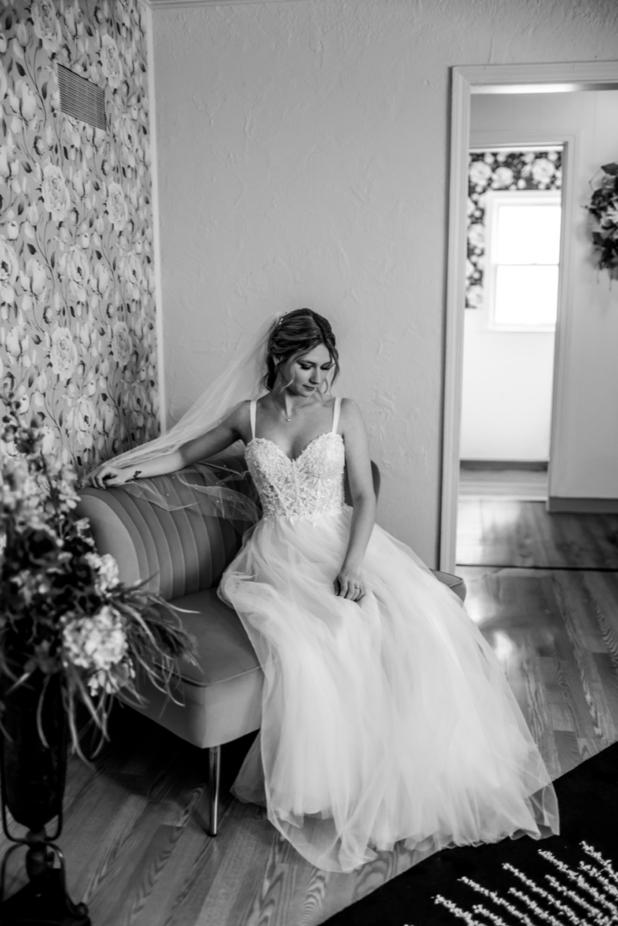 bride in Bridal cottage, dressing suite