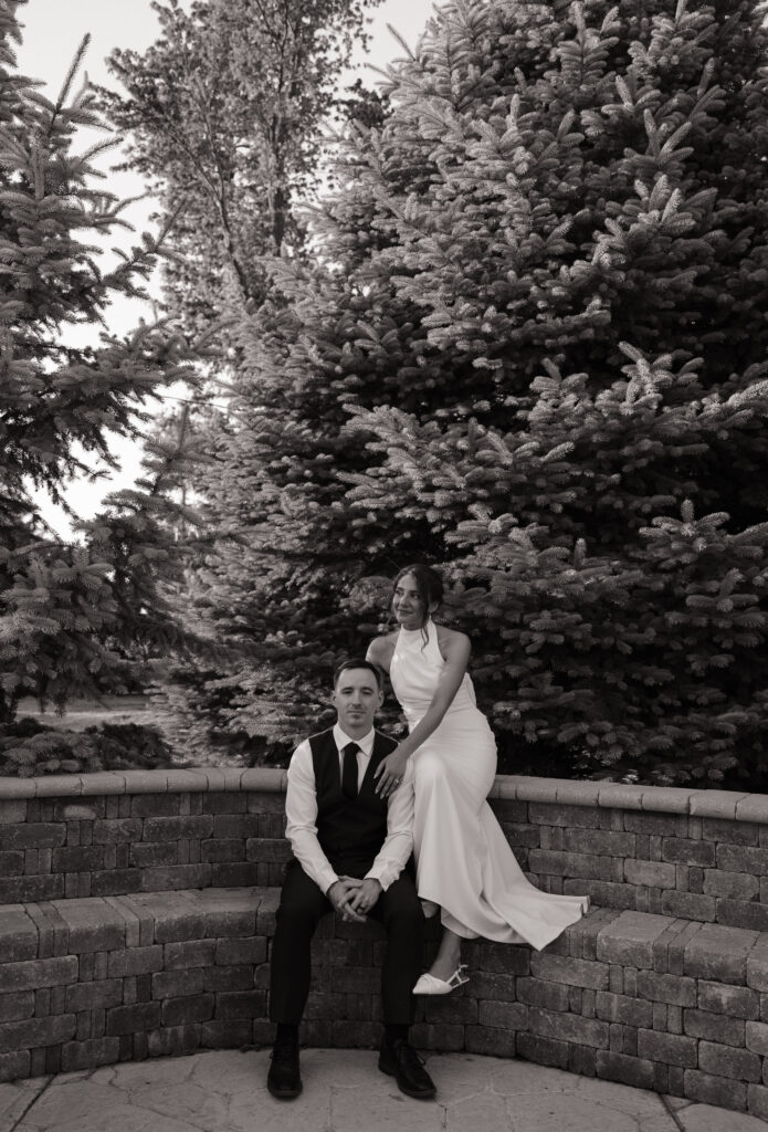 Outdoor Timeless wedding & reception in kansas city. Nature background, trees, bricks, garden, estate wedding
